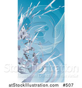 Vector Illustration of a Silver Technology Scraps Exploding over Blue by AtStockIllustration