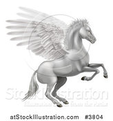 Vector Illustration of a Silver Winged Pegasus Horse Rearing by AtStockIllustration