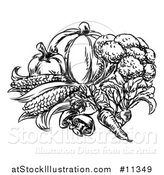 Vector Illustration of a Sketched Black and White Group of Vegetables by AtStockIllustration