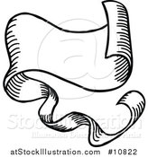 Vector Illustration of a Sketched or Etched Styled Black and White Scroll Banner by AtStockIllustration