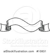 Vector Illustration of a Sketched or Etched Styled Black and White Scroll Banner by AtStockIllustration