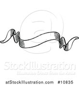 Vector Illustration of a Sketched or Etched Styled Black and White Scroll Banner by AtStockIllustration