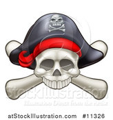 Vector Illustration of a Skull and Crossbones Jolly Roger with a Pirate Hat by AtStockIllustration