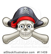 Vector Illustration of a Skull and Crossbones Jolly Roger with a Pirate Hat by AtStockIllustration