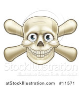 Vector Illustration of a Skull and Crossbones with Eyes by AtStockIllustration