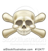 Vector Illustration of a Skull Missing a Lower Jaw and Crossbones by AtStockIllustration