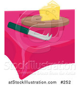 Vector Illustration of a Slice of Swiss Cheese and a Knife on a Table by AtStockIllustration