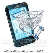 Vector Illustration of a Smartphone with a Shopping Cart Emerging from the Screen by AtStockIllustration