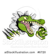 Vector Illustration of a Snapping Alligator or Crocodile Head Slashing Through a Wall by AtStockIllustration