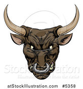 Vector Illustration of a Snarling Aggressive Bull Mascot Head by AtStockIllustration