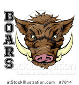 Vector Illustration of a Snarling Brown Boar Mascot Head with Text by AtStockIllustration