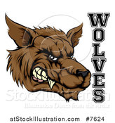 Vector Illustration of a Snarling Brown Wolf Mascot Head and Text by AtStockIllustration