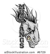 Vector Illustration of a Snarling Gray Mustang Horse Mascot with Text by AtStockIllustration