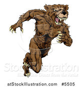 Vector Illustration of a Snarling Muscular Bear Mascot Running Upright by AtStockIllustration