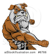 Vector Illustration of a Snarling Muscular Bulldog Man Punching by AtStockIllustration