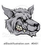Vector Illustration of a Snarling Vicious Wolf Face by AtStockIllustration