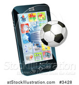 Vector Illustration of a Soccer Ball Flying Through and Breaking a Smart Cell Phone Screen by AtStockIllustration