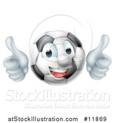 Vector Illustration of a Soccer Ball Mascot Character Giving Two Thumbs up by AtStockIllustration