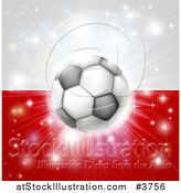 Vector Illustration of a Soccer Ball over a Poland Flag with Fireworks by AtStockIllustration