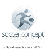 Vector Illustration of a Soccer Player in Action Inside a Shiny Circle over Sample Text by AtStockIllustration