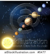 Vector Illustration of a Solar System Layout of Planets in Outer Space by AtStockIllustration