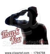 Vector Illustration of a Soldier Saluting Silhouette with Thank You Text by AtStockIllustration