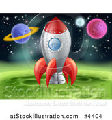 Vector Illustration of a Space Shuttle Rocket Resting on a Green Planet by AtStockIllustration