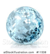Vector Illustration of a Sparkly Blue Disco Mirror Ball, on a Shaded White Background by AtStockIllustration