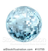 Vector Illustration of a Sparkly Blue Disco Mirror Ball, on a White Background by AtStockIllustration