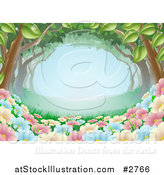 Vector Illustration of a Spring Time Wildlflowers Growing Under a Canopy of Trees by AtStockIllustration