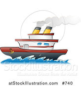 Vector Illustration of a Steamship Boat on the Ocean by AtStockIllustration