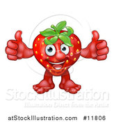 Vector Illustration of a Strawberry Mascot Giving Two Thumbs up by AtStockIllustration