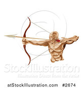 Vector Illustration of a Strong Archer Aiming an Arrow by AtStockIllustration