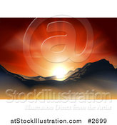 Vector Illustration of a Sunset over a Mountainous Landscape by AtStockIllustration