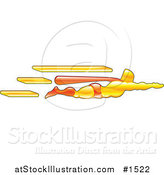 Vector Illustration of a Super Hero Flying with His Arms Out, His Red Cape Stretched in the Wind by AtStockIllustration