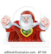 Vector Illustration of a Super Hero Santa Claus Flexing His Bicep Muscles by AtStockIllustration