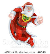 Vector Illustration of a Super Hero Santa Claus Running in a Christmas Suit by AtStockIllustration