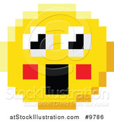 Vector Illustration of a Surprised 8 Bit Video Game Style Emoji Smiley Face by AtStockIllustration