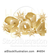 Vector Illustration of a Suspended Gold 3d 2014 New Year Numbers with Stars by AtStockIllustration