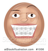 Vector Illustration of a Teeth Braces Emoticon - Tan Version by AtStockIllustration