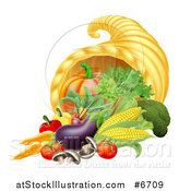 Vector Illustration of a Thanksgiving Fall Cornucopia Horn of Plenty with Produce by AtStockIllustration