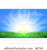 Vector Illustration of a the Sun Shining Brightly over Green Grass by AtStockIllustration