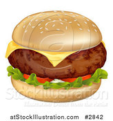 Vector Illustration of a Thick Cheeseburger with Melted Cheese by AtStockIllustration