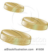 Vector Illustration of a Three Brown Pills or Vitamins by AtStockIllustration