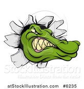 Vector Illustration of a Tough Alligator or Crocodile Head Breaking Through a Wall by AtStockIllustration