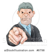 Vector Illustration of a Tough and Angry Caucasian Business Man Pointing Outwards, a Boss Pointing at an Employee by AtStockIllustration
