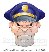 Vector Illustration of a Tough and Angry White Male Police Officer by AtStockIllustration