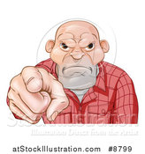 Vector Illustration of a Tough and Angry White Male Skin Head Pointing Outwards by AtStockIllustration