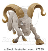 Vector Illustration of a Tough Angry Ram Sheep Charging Forward by AtStockIllustration
