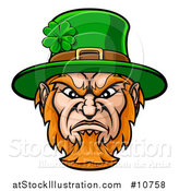 Vector Illustration of a Tough Angry St Patricks Day Leprechaun Mascot Face by AtStockIllustration